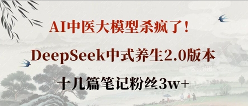 AI中医大模型杀疯了！DeepSeek中式养生2.0版本，十几篇笔记粉丝3w+