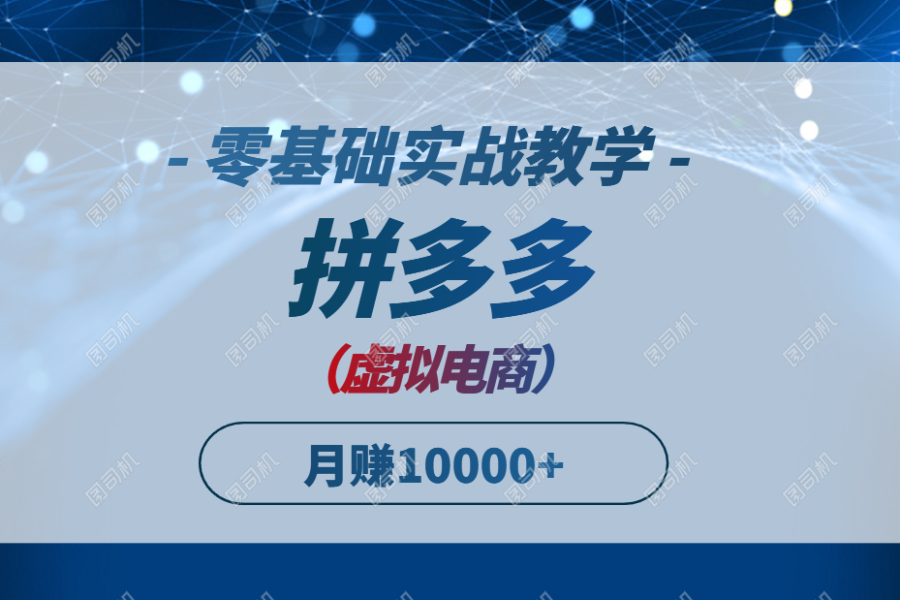 拼多多虚拟电商，零基础实战教学，快速打爆商品，新手也能月入10000+