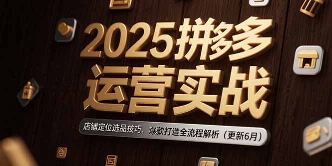 2025拼多多运营实战：店铺定位选品技巧，爆款打造全流程解析(更新6月