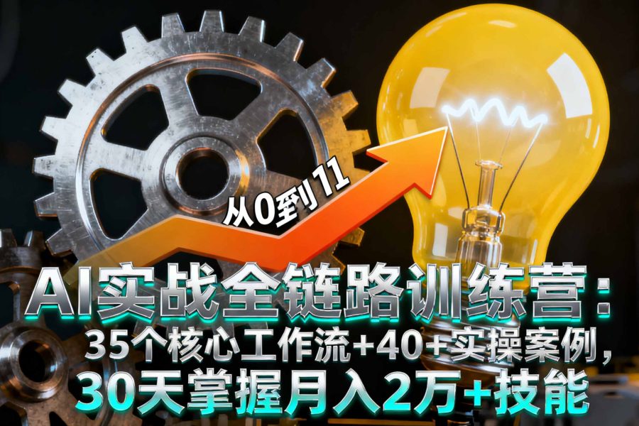 AI实战全链路训练营：35个核心工作流+40+实操案例，30天掌握月入2万+技能