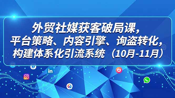 外贸 社媒获客破局课，平台策略、内容引擎、询盘转化，构建体系化引流系统(10月-11月