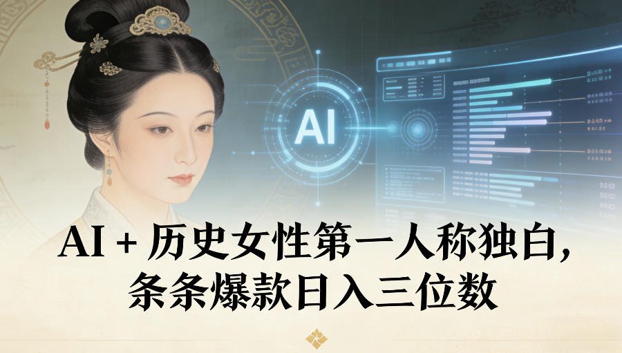 AI+历史女性第一人称独白，条条爆款日入三位数