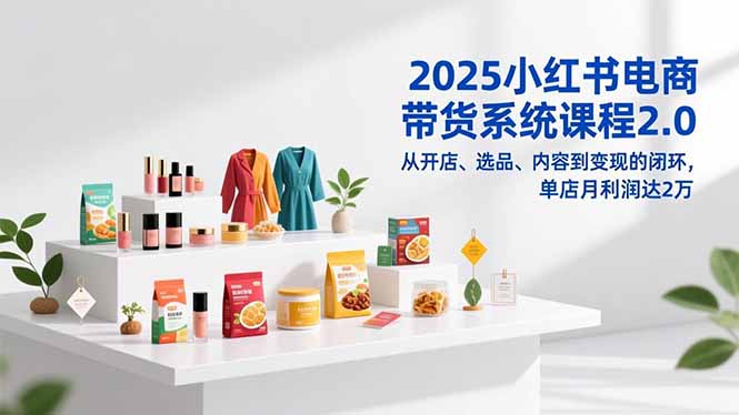 2025小红书电商带货系统课程2.0，从开店、选品、内容到变现的闭环，单店月利润达2万