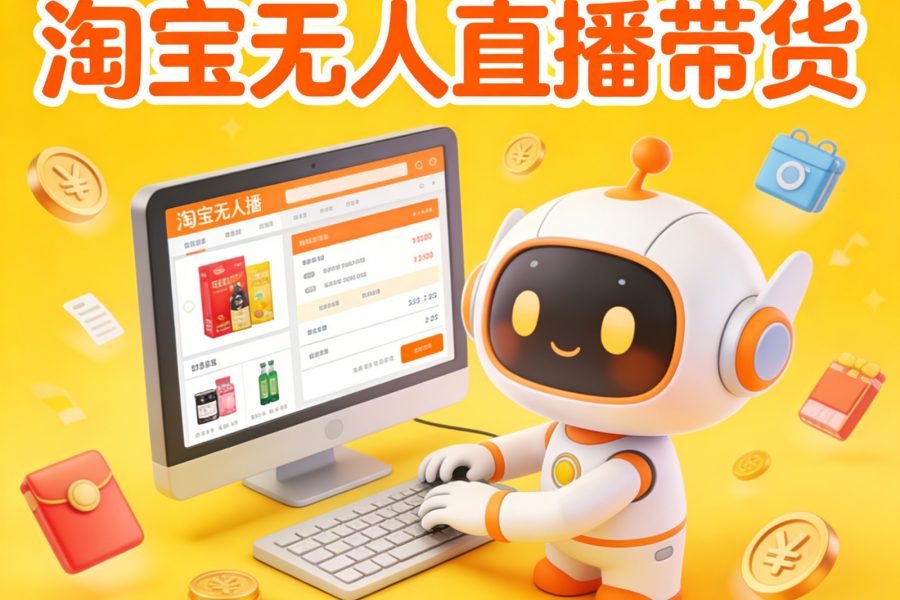 淘宝无人直播带货，24小时自动卖货，月佣金1W+，不违规不封号，不用露脸