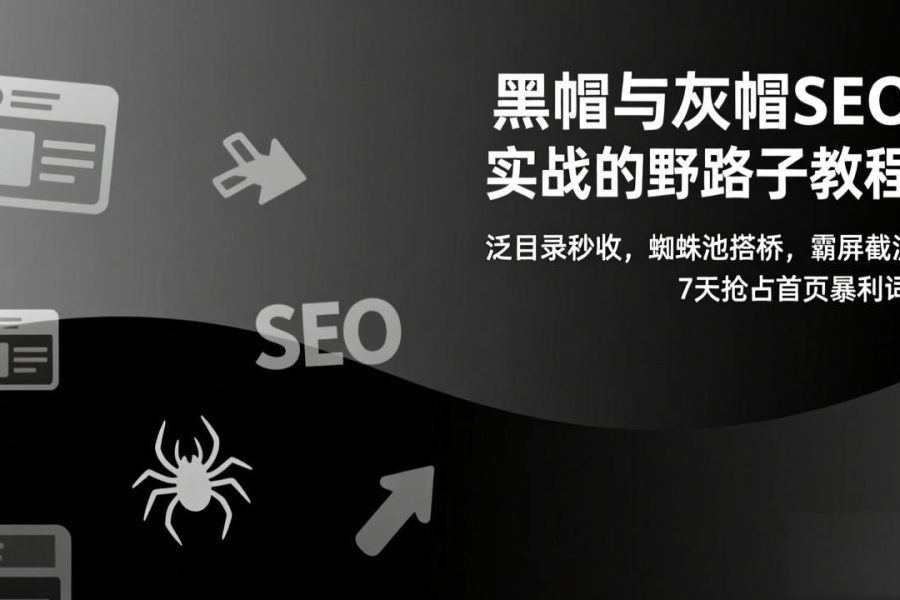 黑帽与灰帽SEO实战的野路子教程：泛目录秒收，蜘蛛池搭桥，霸屏截流，7天抢占首页暴利词
