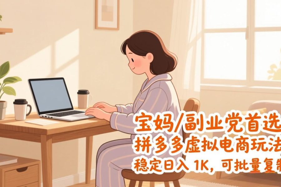宝妈 / 副业党首选！拼多多虚拟电商玩法，稳定日入 1K，可批量复制