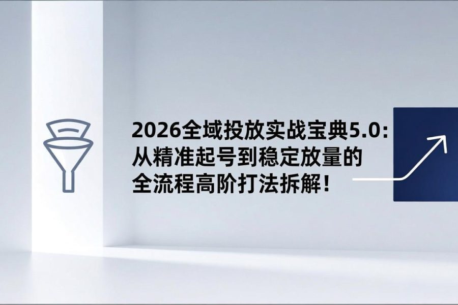 2026全域投放实战宝典5.0：从精准起号到稳定放量的全流程高阶打法拆解！