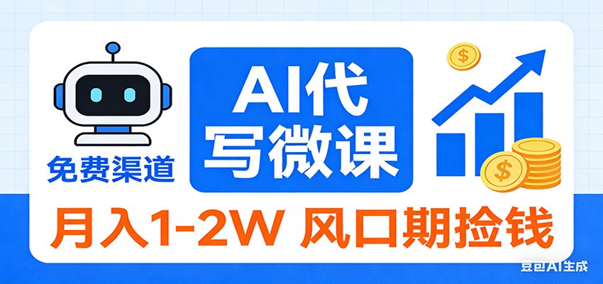 2026告别打工！AI 代写微课，提供免费渠道，月入 1-2W 风口期捡钱