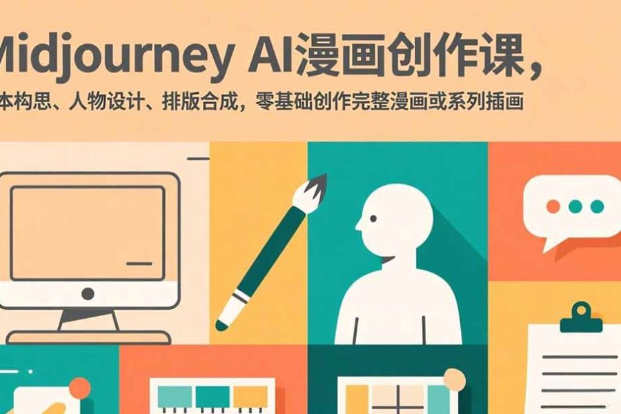 Midjourney AI漫画创作课，脚本构思、人物设计、排版合成，零基础创作完整漫画或系列插画