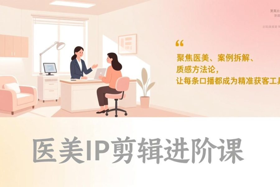 医美IP剪辑进阶课，聚焦医美、案例拆解、质感方法论，让每条口播都成为精准获客工具