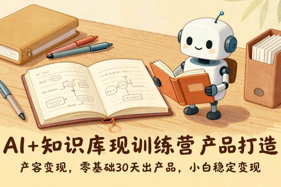AI+知识库变现训练营，产品打造、内容创作、全平台变现，零基础30天出产品，小白稳定变现