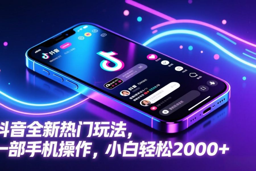 抖音全新热门玩法，一部手机操作，小白轻松2000+