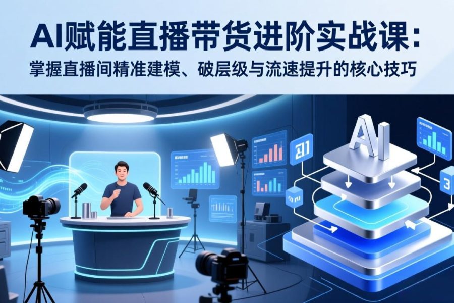 AI赋能直播带货进阶实战课：掌握直播间精准建模、破层级与流速提升的核心技巧