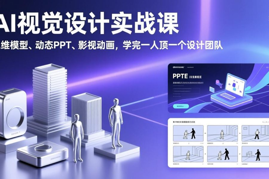 AI视觉设计实战课，三维模型、动态PPT、影视动画，学完一人顶一个设计团队