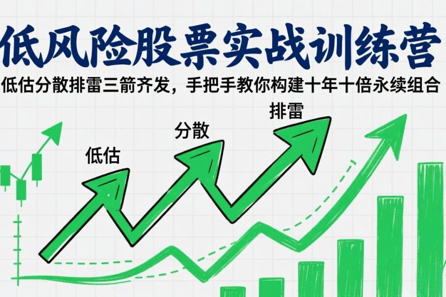 低风险股票实战训练营：低估分散排雷三箭齐发，手把手教你构建十年十倍永续组合