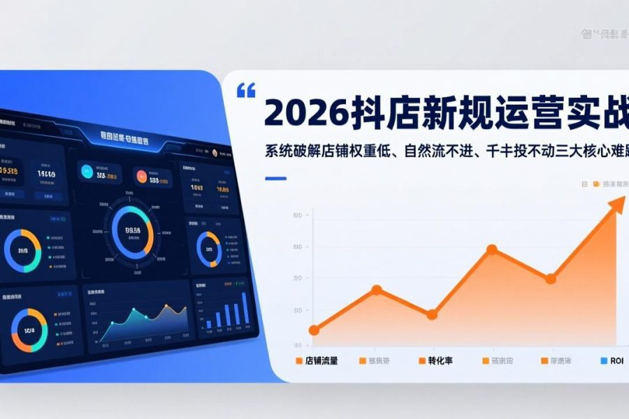 2026抖店新规运营实战：系统破解店铺权重低、自然流不进、千川投不动三大核心难题