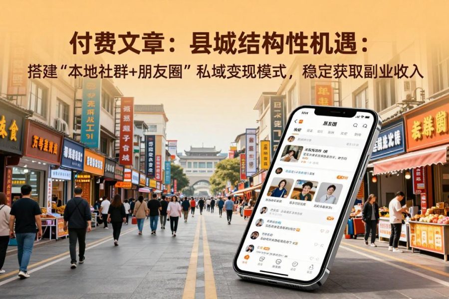 付费文章：县城结构性机遇：搭建“本地社群+朋友圈”私域变现模式，稳定获取副业收入