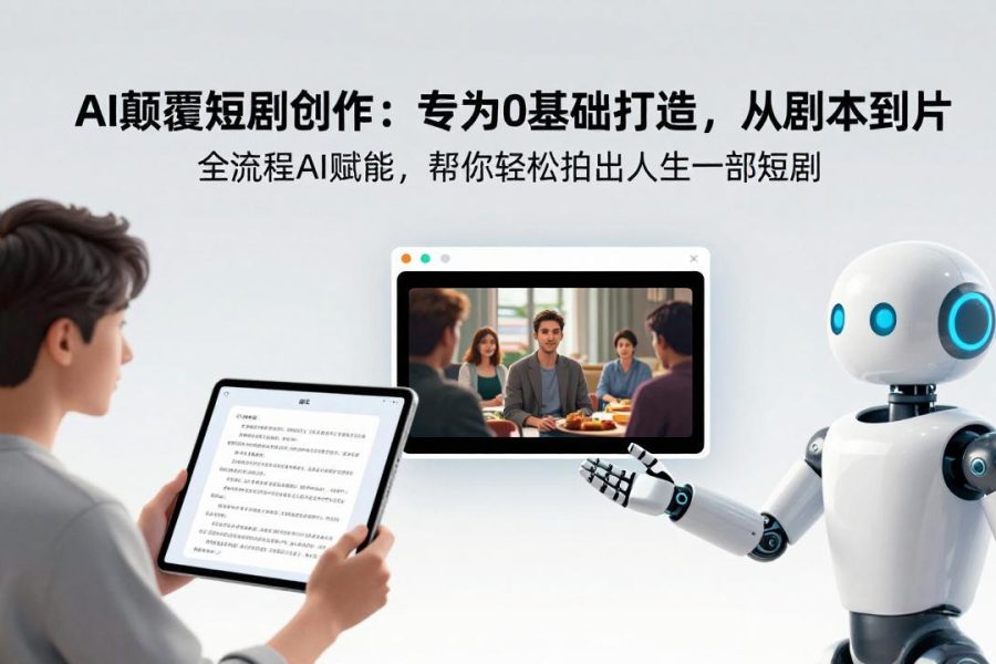 AI颠覆短剧创作：专为0基础打造，从剧本到成片全流程AI赋能，帮你轻松拍出人生第一部短剧