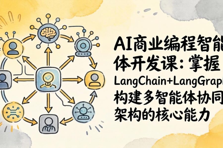 AI商业编程智能体开发课：掌握LangChain+LangGraph构建多智能体协同架构的核心能力