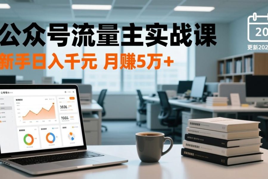 公众号流量主实战课-更新26年3月，爆文写作、流量池运营、多平台分发，新手日入千元月赚5w+