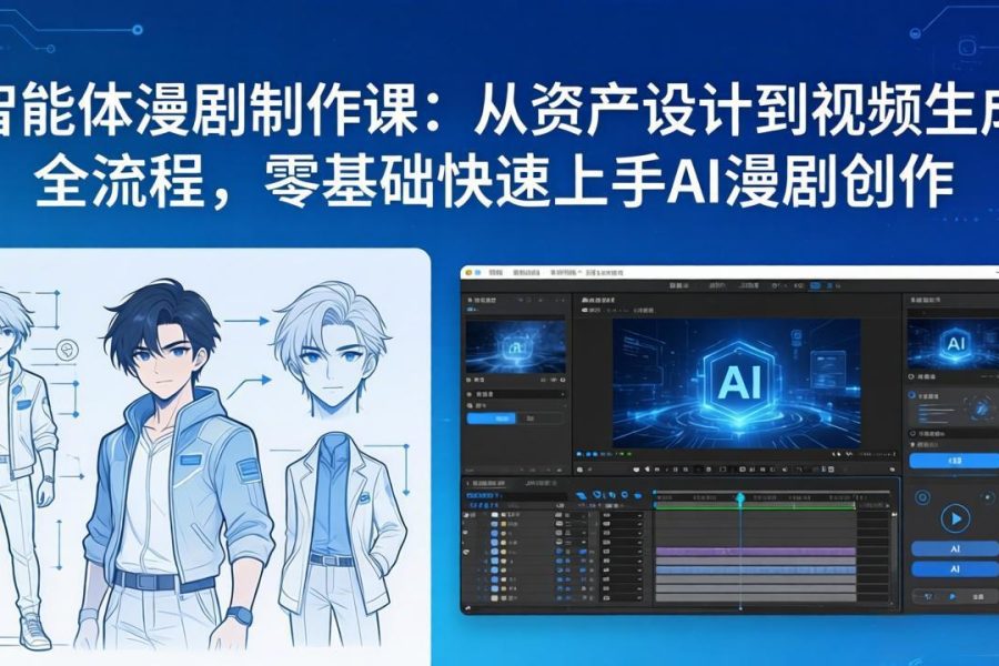 智能体漫剧制作课：从资产设计到视频生成全流程，零基础快速上手AI漫剧创作