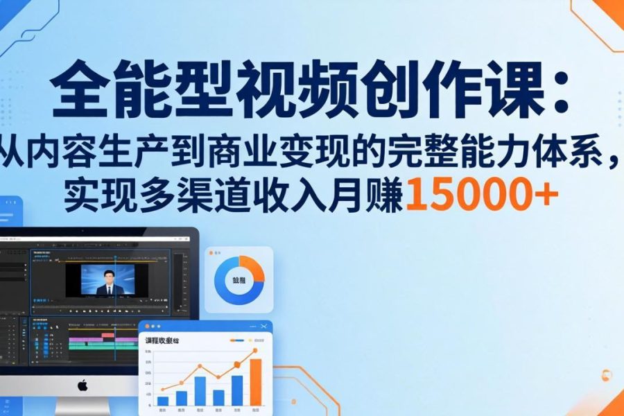 全能型视频创作课-26年3月更新：从内容生产到商业变现的完整能力体系，多渠道收入月赚15000+