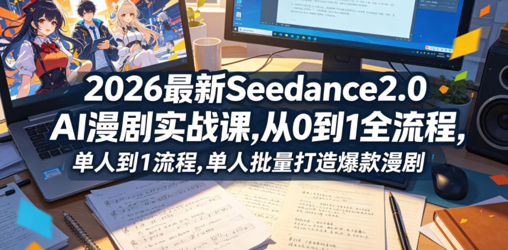 2026最新Seedance2.0 AI漫剧实战课,，从0到1全流程，单人批量打造爆款漫剧-创课坊