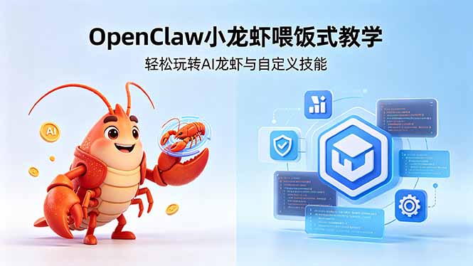 不用懂技术！OpenClaw小龙虾喂饭式教学，轻松玩转AI龙虾与自定义技能-创课坊