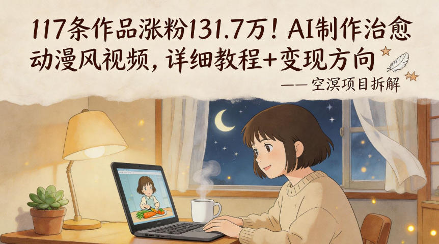 117条作品涨粉131.7W！AI制作治愈动漫风视频，详细教程+变现方向-创课坊