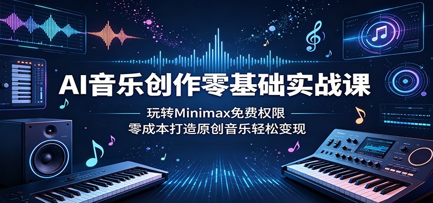 AI音乐创作零基础实战课:玩转Minimax免费权限,零成本打造原创音乐轻松变现-创课坊