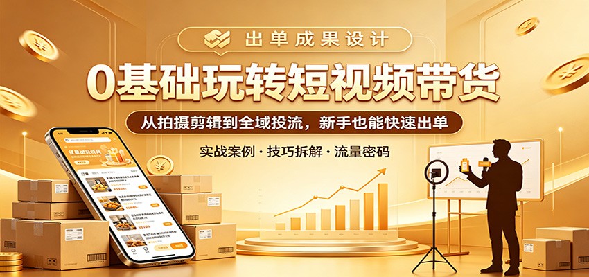 0基础玩转短视频带货：从拍摄剪辑到全域投流，新手也能快速出单-创课坊