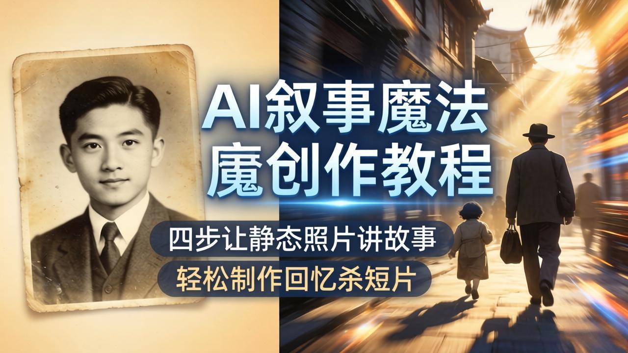 AI叙事魔法创作教程，四步让静态照片讲故事，老照片修复加动态特效，轻松制作回忆杀短片-创课坊