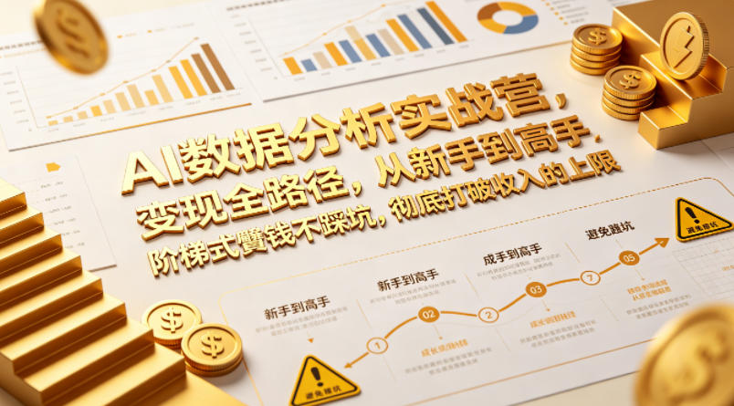 AI数据分析实战营，变现全路径，从新手到高手，阶梯式賺钱不踩坑，彻底打破收入的上限-创课坊