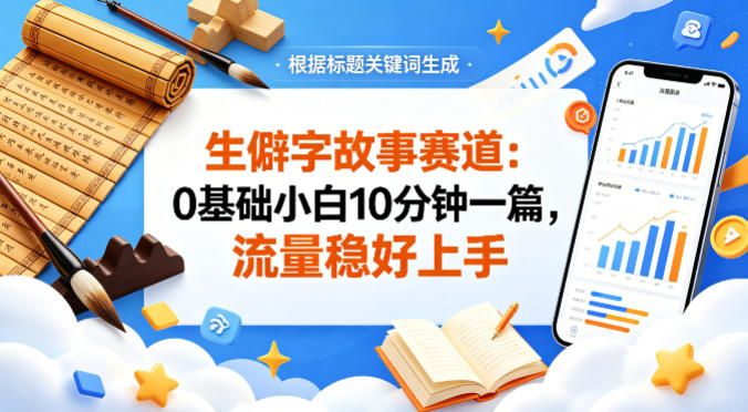 公众号流量主——生僻字故事赛道，流量稳，好上手，0基础小白也能10分钟一篇-创课坊