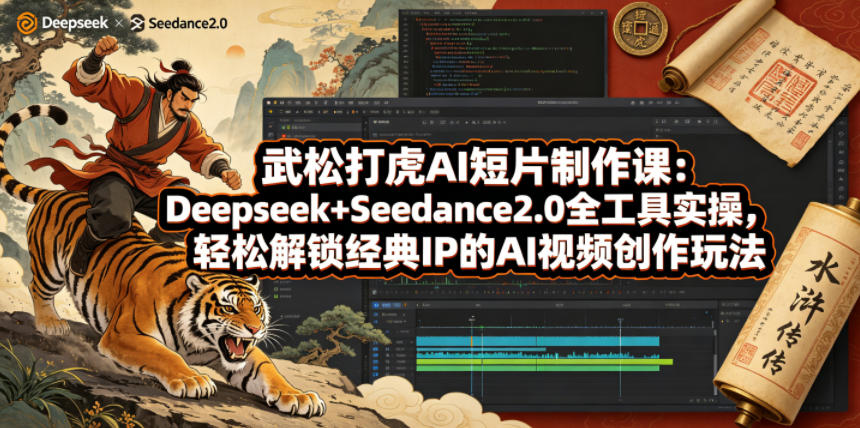 武松打虎AI短片制作课：Deepseek+Seedance2.0全工具实操，轻松解锁经典IP的AI视频创作玩法-创课坊