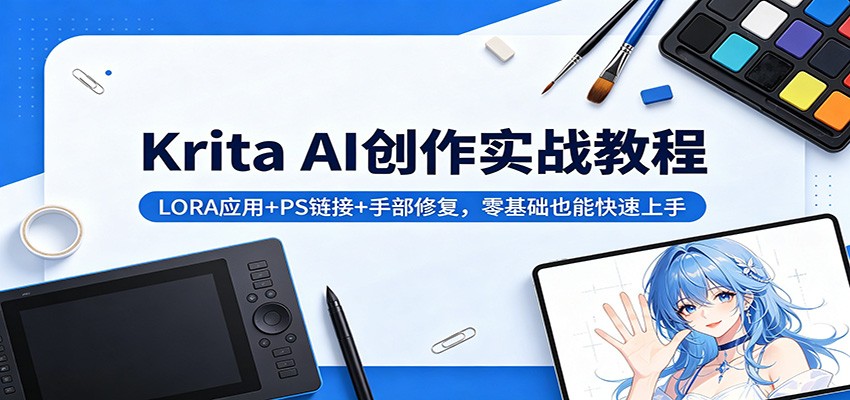 Krita AI创作实战教程：LORA应用+PS链接+手部修复，零基础也能快速上手-创课坊
