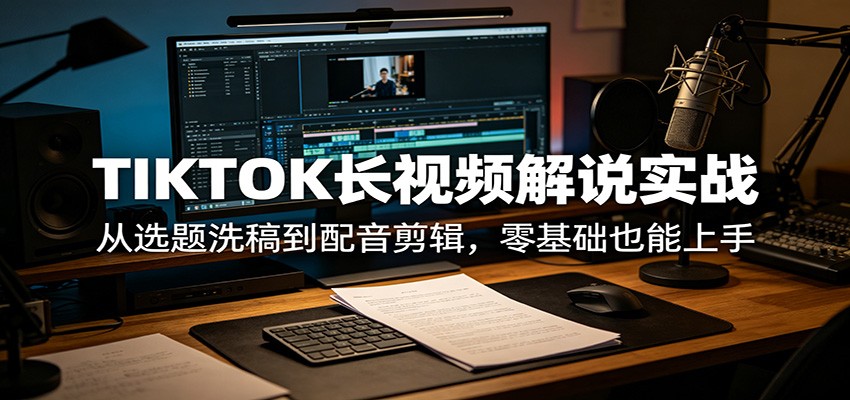 TIKTOK长视频解说实战：从选题洗稿到配音剪辑，零基础也能上手-创课坊
