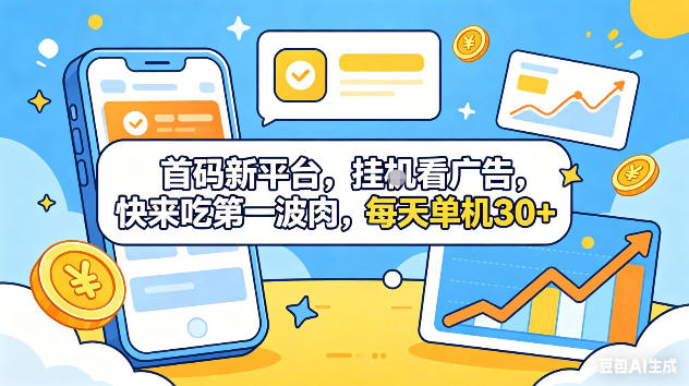 首码新平台，挂G自动看广告，快来吃第一波肉，每天单机30+，可矩阵放大【揭秘】-创课坊