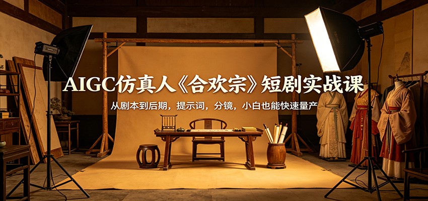 AIGC仿真人《合欢宗》短剧实战课：从剧本到后期，提示词，分镜，小白也能快速量产-创课坊