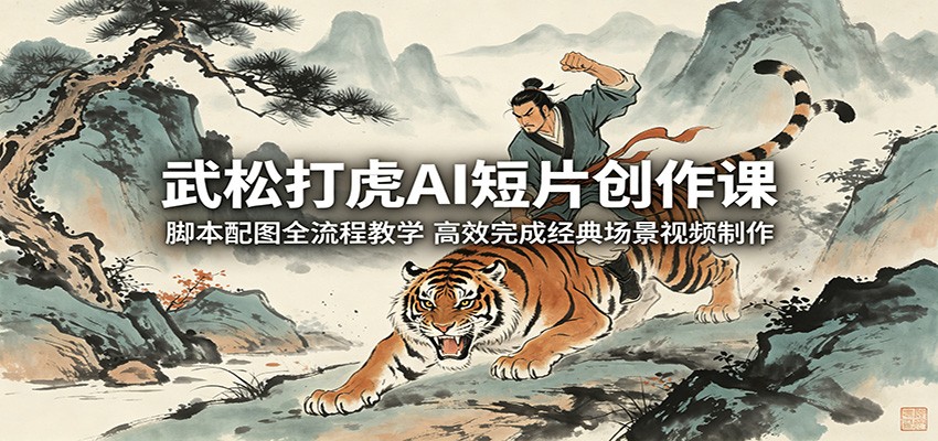 武松打虎AI短片创作课：脚本配图全流程教学，高效完成经典场景视频制作-创课坊