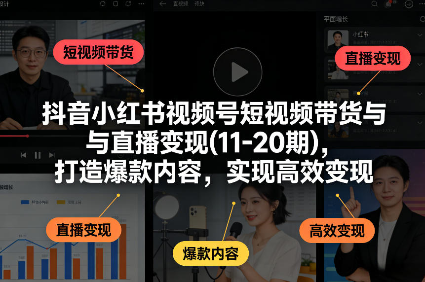 抖音小红书视频号短视频带货与直播变现(10-21期)，打造爆款内容，实现高效变现(更新05月08日)-创课坊