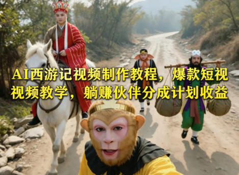 AI西游记视频制作教程，爆款短视频教学，躺賺伙伴分成计划收益-创课坊