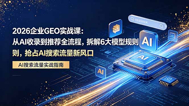 2026 企业GEO实战课：从AI收录到推荐全流程，拆解6大模型规则，抢占 AI 搜索流量新风口-创课坊