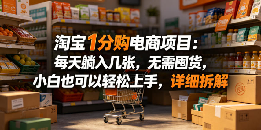淘宝1分购电商项目:每天躺入几张,无需囤货,小白也可以轻松上手,详细拆解-创课坊