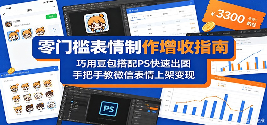 零门槛表情制作增收指南：巧用豆包搭配 PS 快速出图，手把手教微信表情上架变现-创课坊