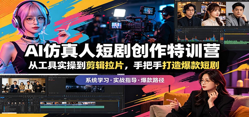 AI仿真人短剧创作特训营：从工具实操到剪辑拉片，手把手打造爆款短剧-创课坊