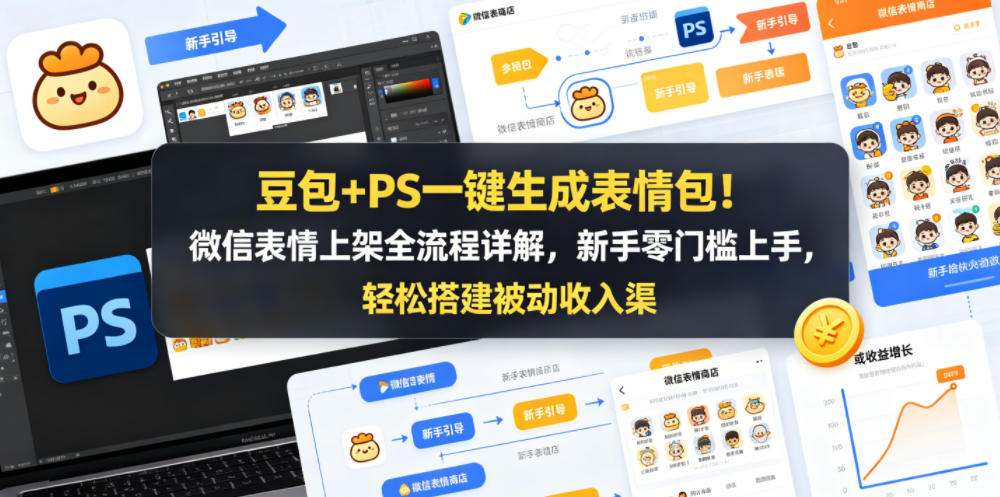 豆包+PS一键生成表情包！微信表情上架全流程详解，新手零门槛上手，轻松搭建被动收入渠道-创课坊