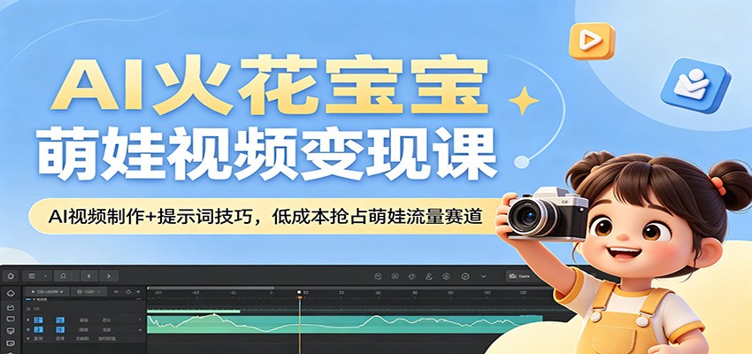 AI火花宝宝萌娃视频变现课：AI视频制作+提示词技巧，低成本抢占萌娃流量赛道-创课坊