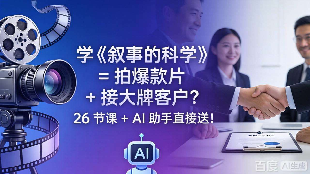 学《叙事的科学》= 拍爆款片 + 接大牌客户？26 节课 + AI 助手直接送！