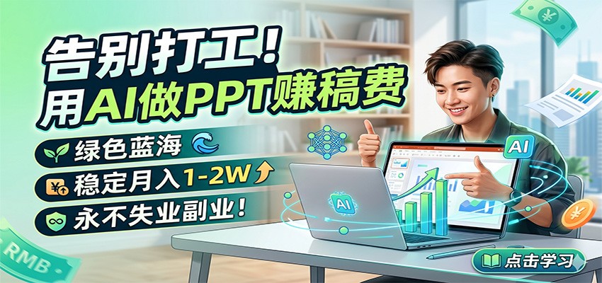 告别打工！用AI做PPT赚稿费，绿色蓝海，稳定月入1-2W，永不失业副业！-创课坊